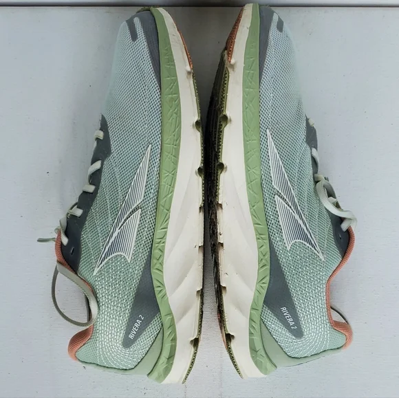 Altra Rivera 2 Womens Green Peach Running Walking Athletic Shoes - Picture 4 of 9